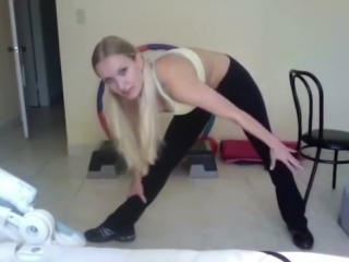 stretching before workout. fitness at home