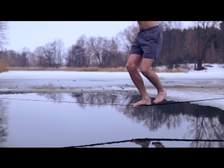 wout epic extreme. jumping from the bridge into the iceline hole.